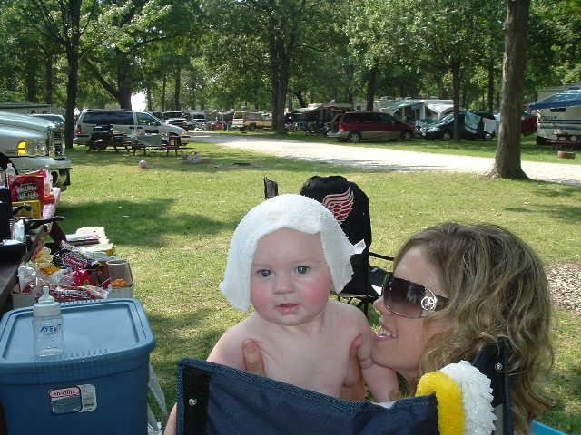 Reese camping with Mom