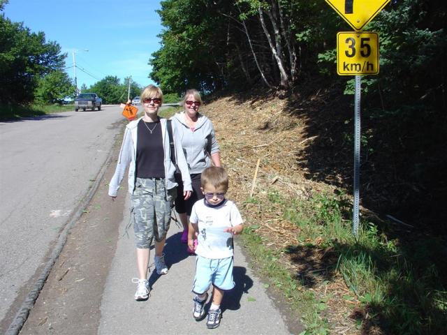 walking to town